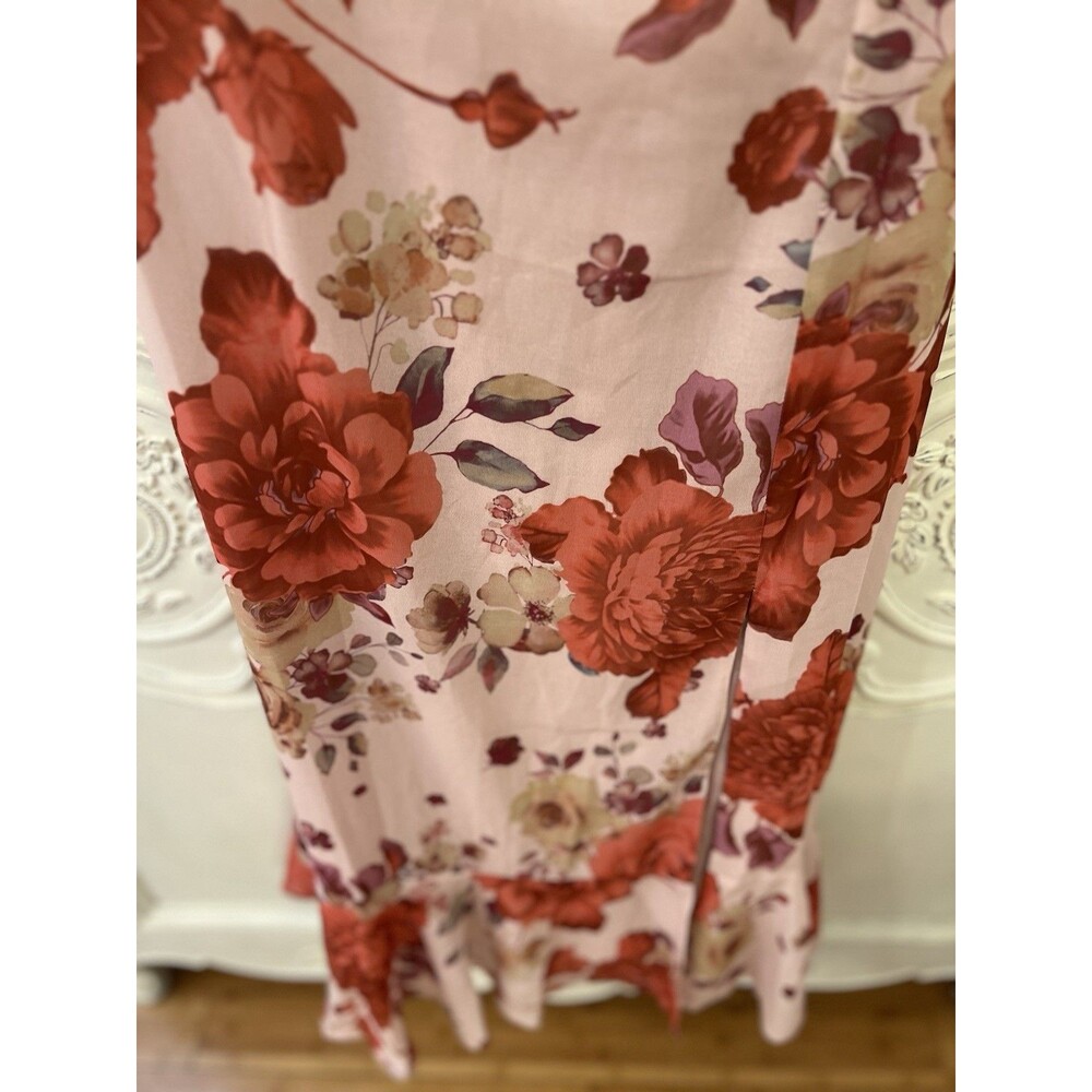 Lulus Summer Invite Midi Dress Blush Rose Tie Strap Tiered Size L NWT - Picture 4 of 9